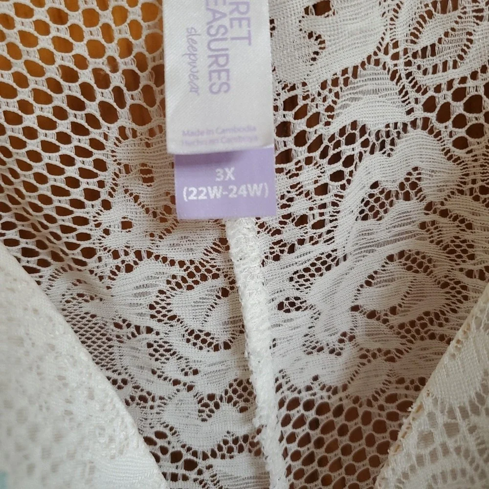 Secret Treasures Lace Short Babydoll White XXXL